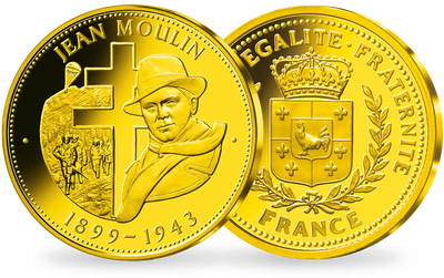 La frappe en or en hommage à Jean Moulin 1899-1943